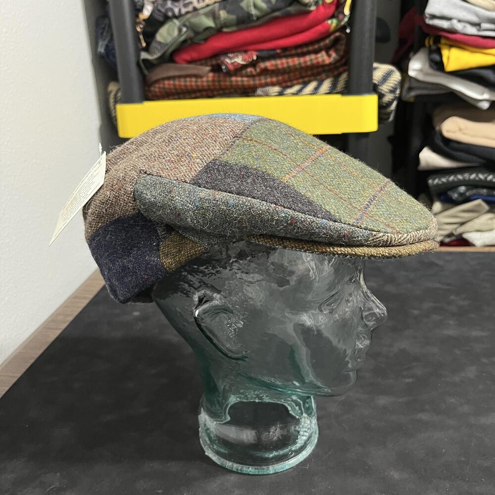 Jonathan Richard Hat Cap Fitted Mens XXL Patchwork Wool Tweed Flat Cap Ireland